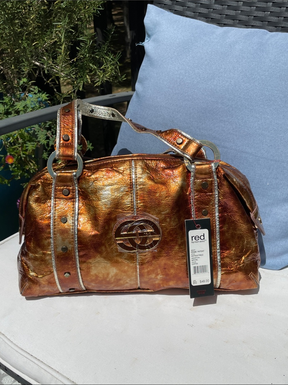 Marc Ecko Metallic Copper-Red Shoulder Satchel